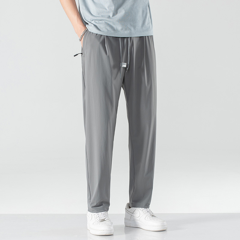 Summer ice silk pants for men, ultra-thin straight-leg quick-drying sport pants, elastic drape, versatile, ice-like casual long pants, loose Application Scenario