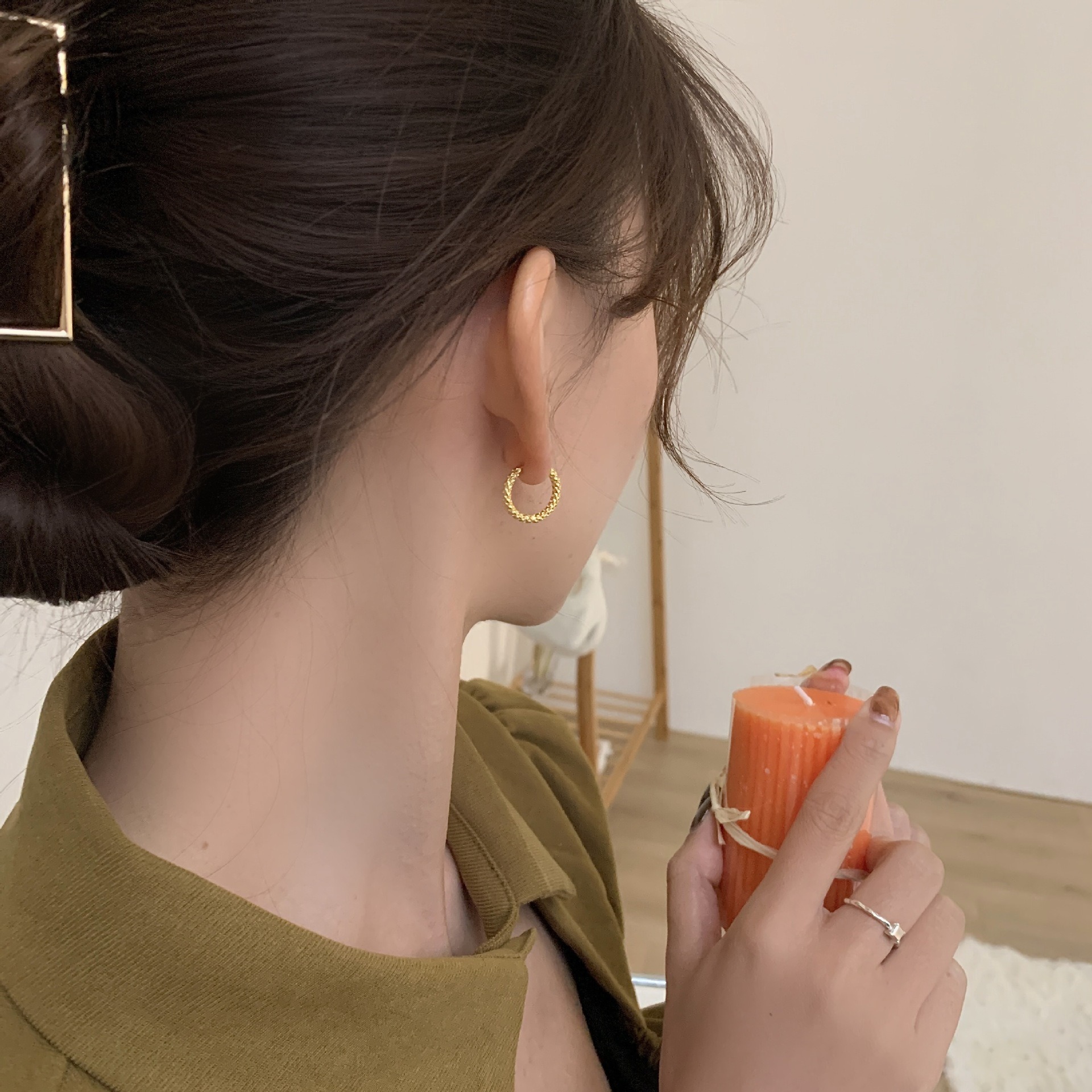 Korean titanium steel non-fading geometric starry sky earrings, women's Instagram simple earrings, ear rings, personalized and fashionable earrings, trendy Specification image