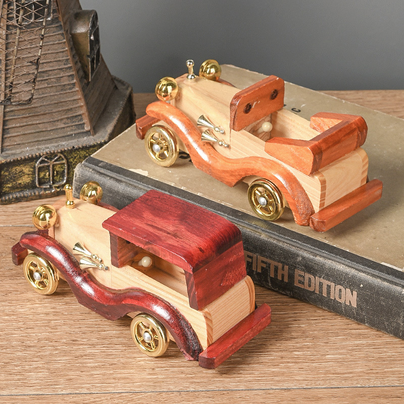Wooden Vintage Car Decoration Creative Home Desktop Car Model Train Decoration Wooden Crafts Application Scenario
