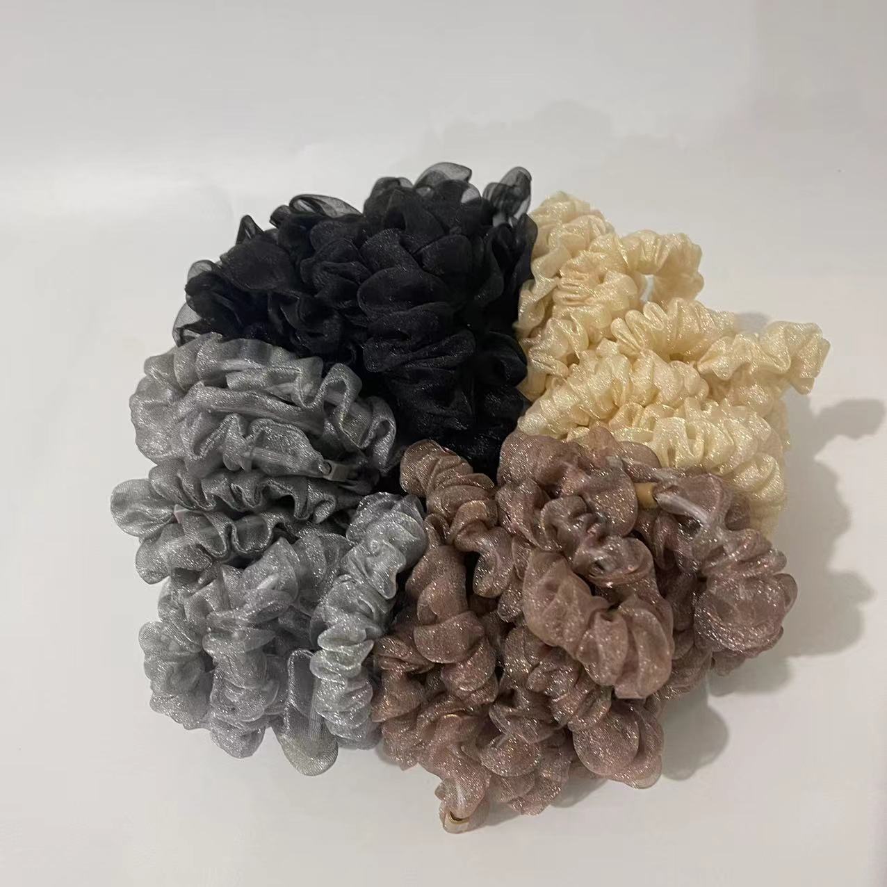 High-elasticity mesh, fashionable midgut hair band, feminine charm, bun hair tie, headwear, durable rubber band, women's hair tie details Picture