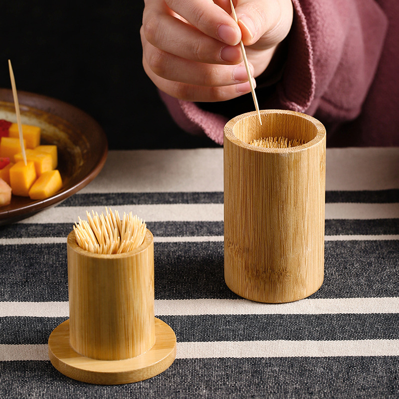 Bamboo Toothpick Box Toothpick Can Toothpick Holder Storage Box Restaurant Toothpick Box Wholesale Can Print Logo details Picture