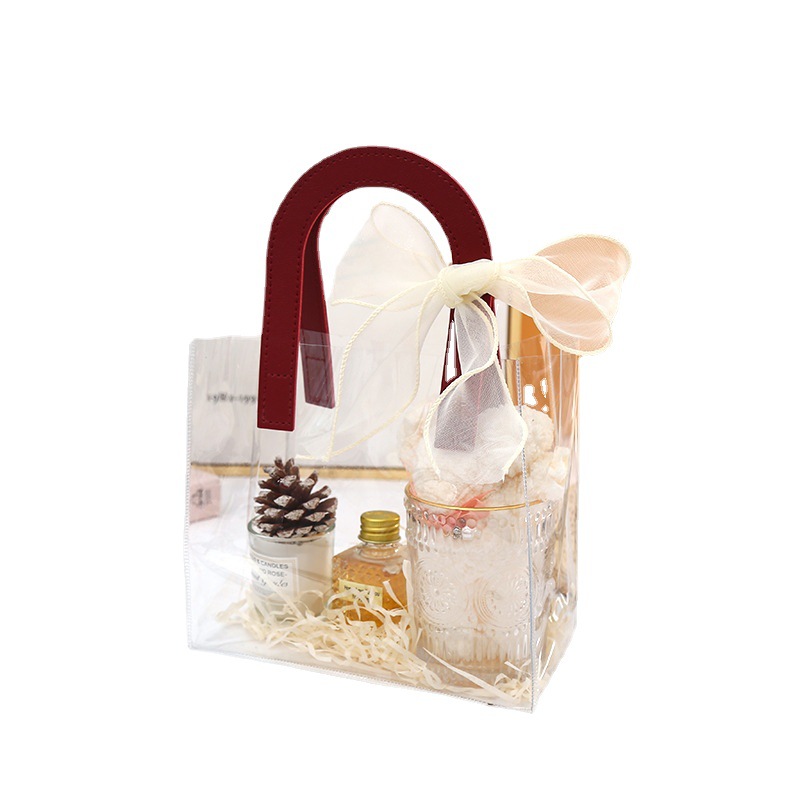 Spot Wholesale Pu Transparent Bag Wedding Pvc With Hand Gift Bag Ins Wind Double Seventh Wedding Candy Hand Gift Bag Item Picture