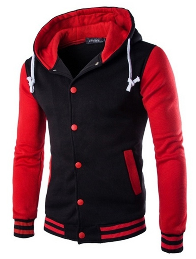 New hooded baseball jacket for men, eight-color fitted cardigan, short fleece sweatshirt details Picture