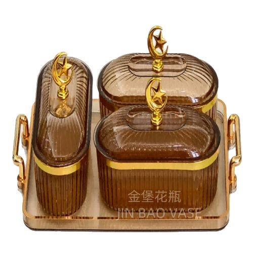 Light luxury ins snacks, dried fruits, plastic compartments, nuts, tea and snack plates, acrylic covered household plates Item Picture