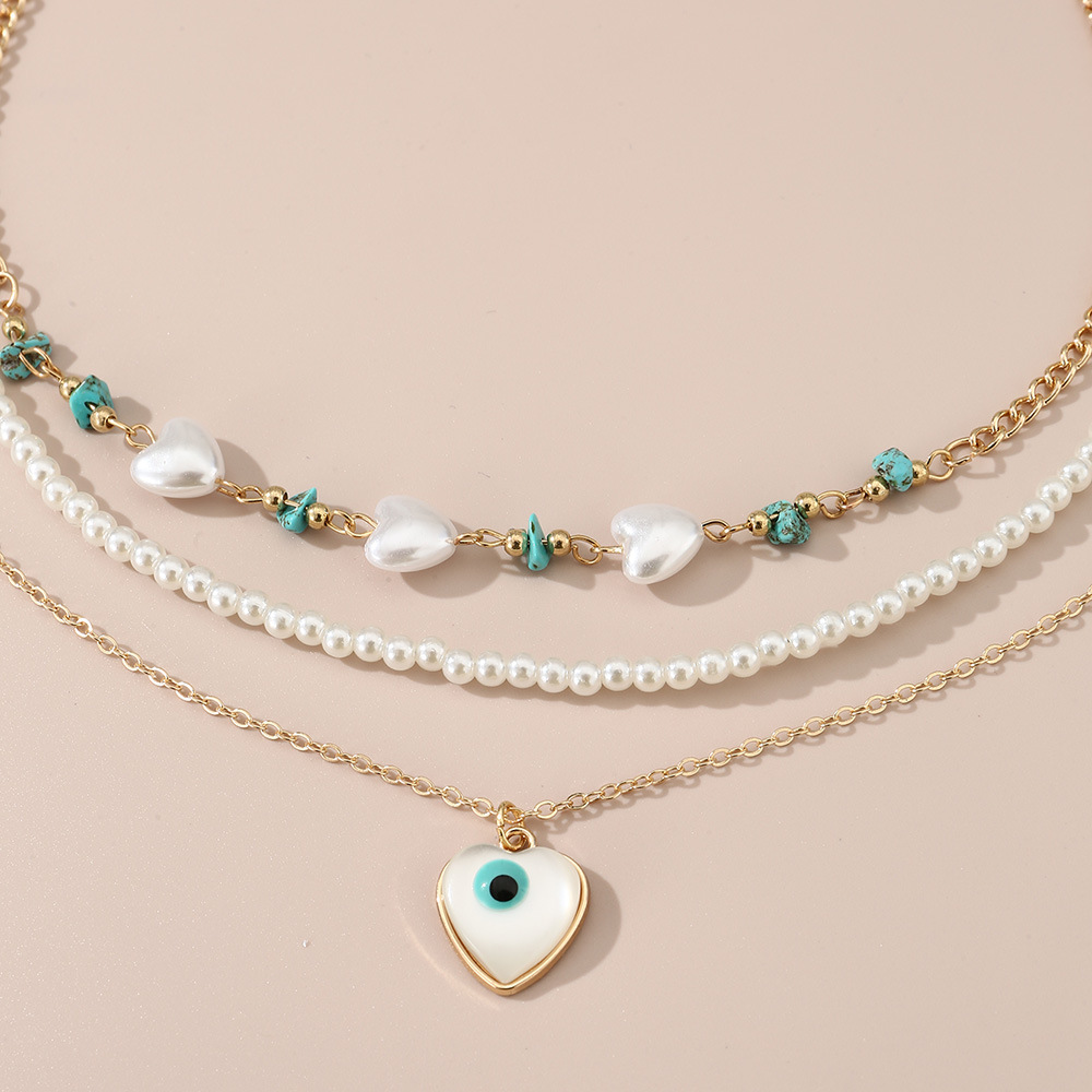 Nz2881 Europe And America Cross-Border Love Pendant Turquoise Splicing Pearl Necklace Female Retro Niche Wear Choker Tide Application Scenario