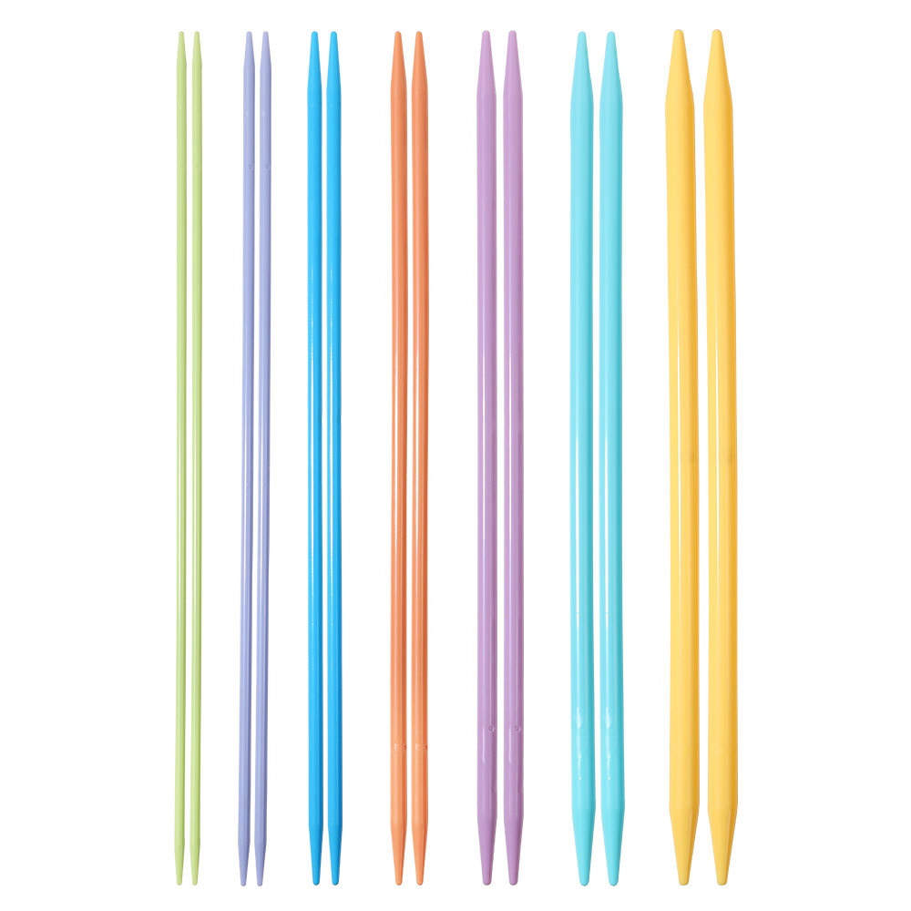 跨境新款编织工具织围巾毛衣针ABS塑料彩色双尖棒针一套7付14根装