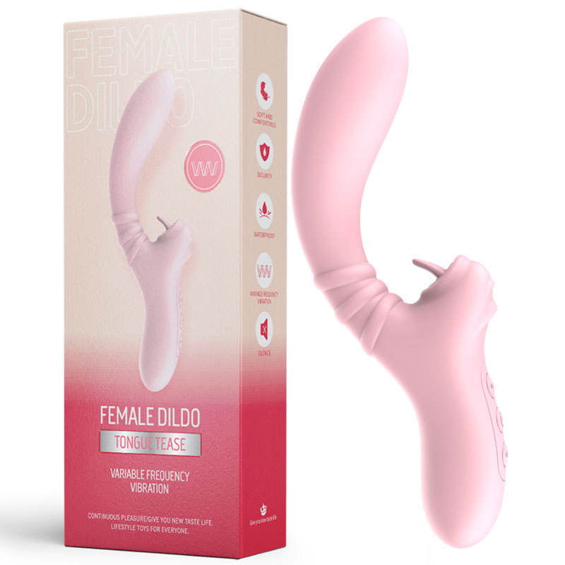 Foreign trade women's masturbation device, dual-purpose massage vibration stick, tongue vibration, licking sex and adult products full figure