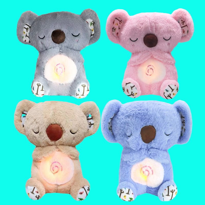 Cross-border new product: Breathing Bear Little Otter plush Toy, Glowing Audio, Children's Soothing and lulling Doll in stock full figure