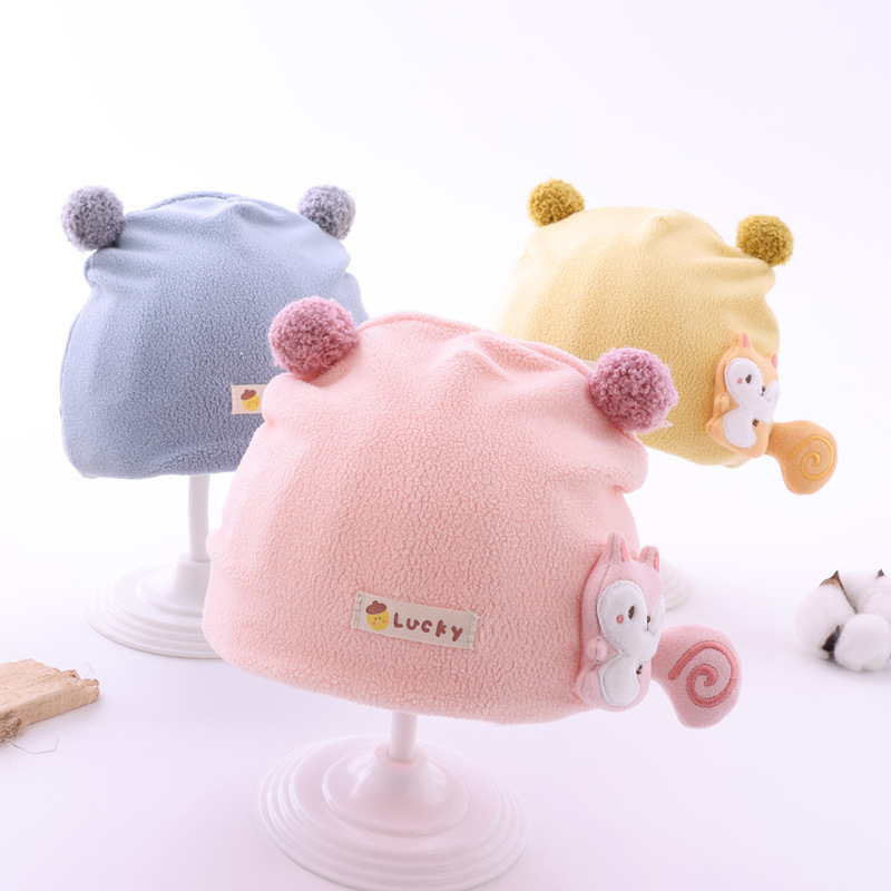 Bebé sombrero QiuDong neonatal es asunto de algodón 0-3 de 6 meses de invierno calor adorable hombres pequeños bebé