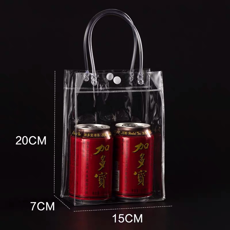 Cross-border in-stock pvc handbags with snap fasteners, plastic transparent wine bags, souvenir bags, wedding candy gift packaging details Picture