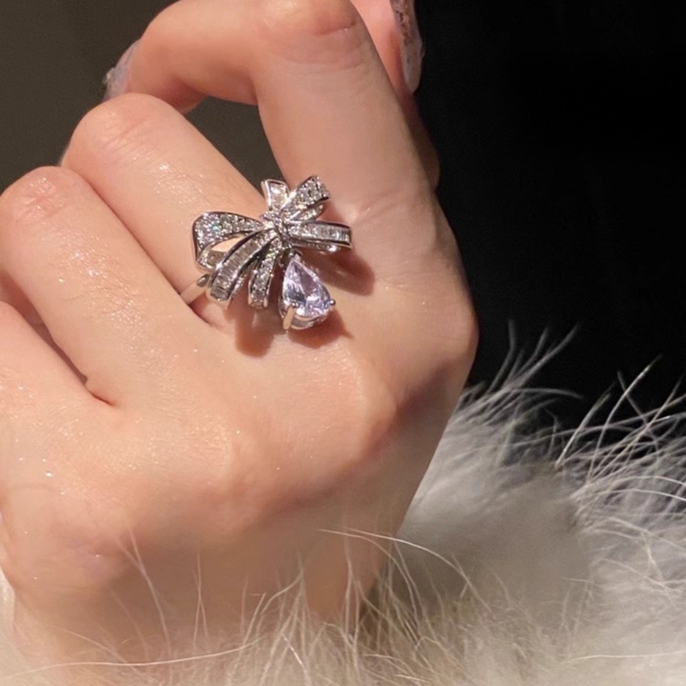 Korean zircon diamond ring for women, 925 sterling silver spring/Summer, niche, light luxury, high-end index finger ring, open ring wholesale Application Scenario