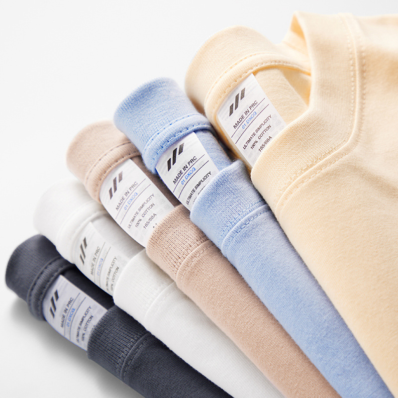 Live-streaming bestseller: 230g heavy pure cotton base layer T-shirt, a new summer fashion for both men and women, a trendy and versatile round-neck short-sleeved T-shirt details Picture