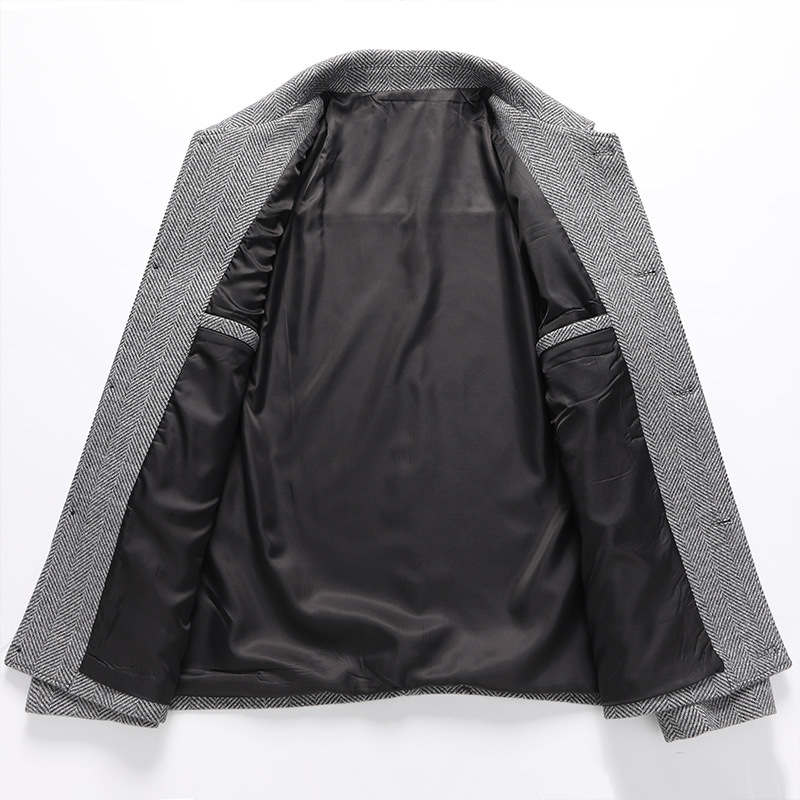 New autumn and winter woolen coats, casual lapel jackets for middle-aged men, and outfits for middle-aged and elderly dads Application Scenario