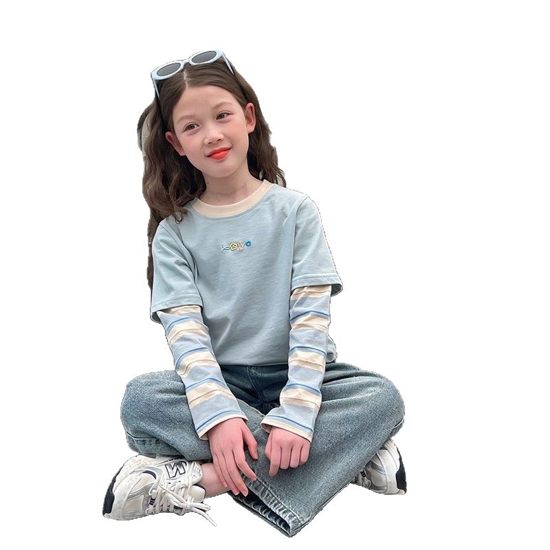 童装女童短袖韩版/童装/男宝童装/女孩jk制服/t恤儿童短袖韩版白底实物图