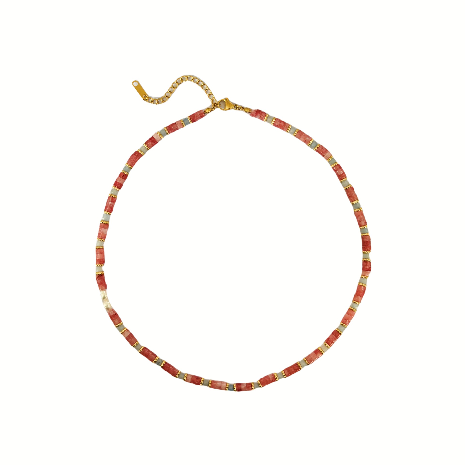 Original simple and fashionable freshwater pearl natural stone beaded necklace, light luxury, niche and high-end feel, layered collarbone chain for women Item Picture