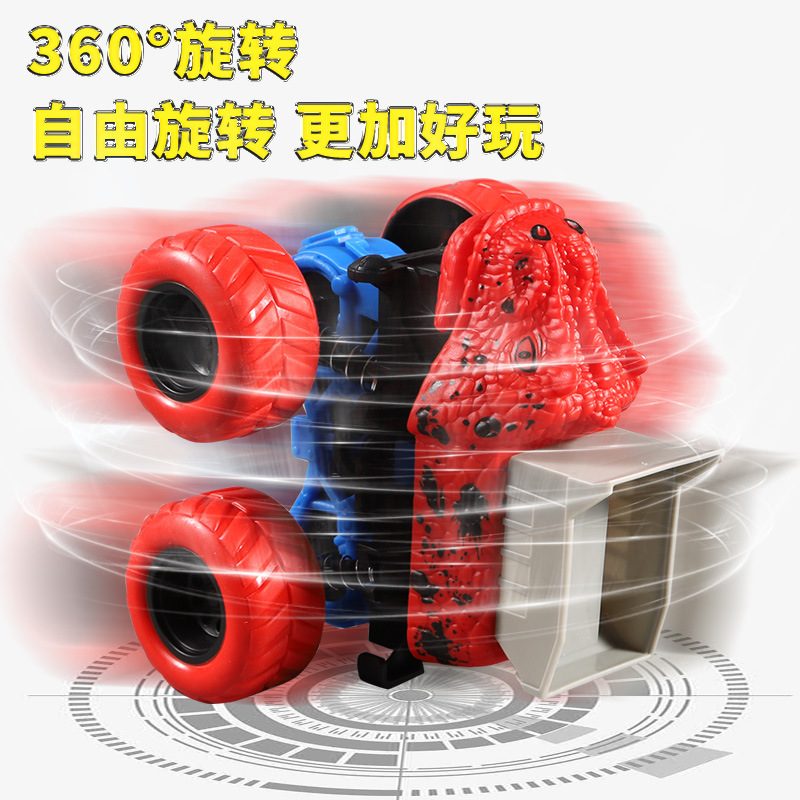 Children's four-wheel drive inertial dinosaur off-road car toys, stunt rotating bigfoot engineering car models, street stall toys Application Scenario