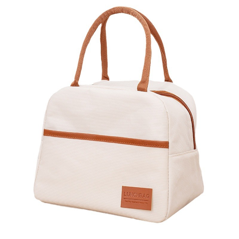 跨境新款便当包加厚防水牛津布午餐饭盒袋手提保温保鲜收纳野餐包白底实物图
