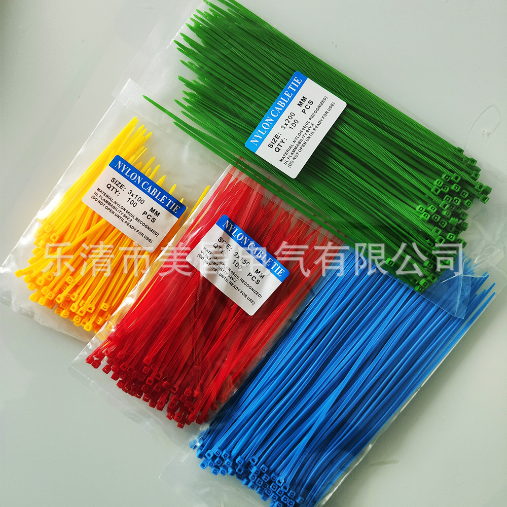 Wholesale of large quantities of colored nylon cable ties, plastic tag cable ties, 3*4*5* convenient packaging straps, plastic binding straps Specification image