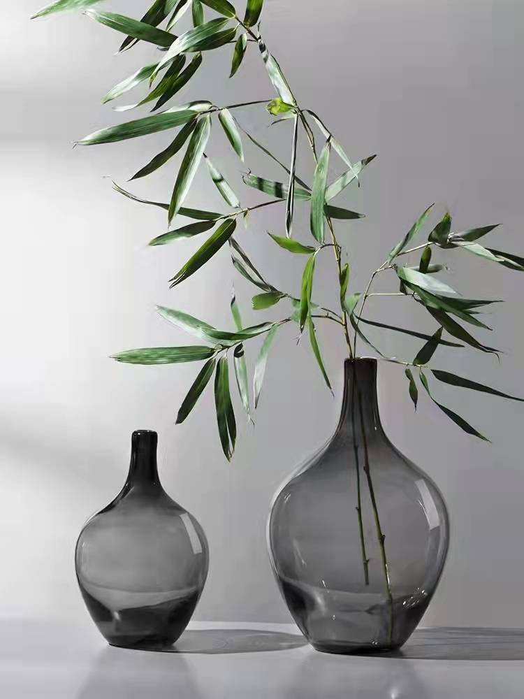 Big Belly Transparent Glass Vase Pendant Bell Ma Zuowood Floor Modern Decoration Living Room Model Room Small Mouth Nordic Simple Specification drawing