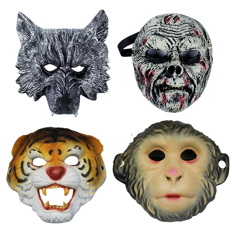 万圣节化妆舞会动物派对表演狼面具酒吧恐怖cosplay猴子老虎面具