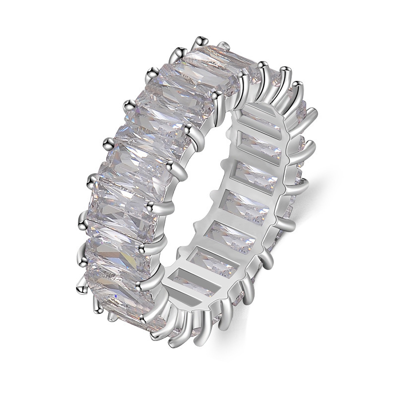 Aliexpress cross-border jewelry, European and American hip-hop color mixed color rectangular zircon ring, unisex ring manufacturer Application Scenario