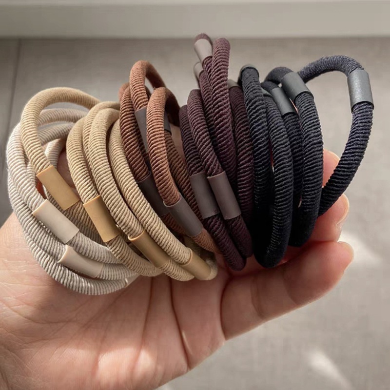 New Korean high-elasticity and durable rubber band, black basic hair band, bun hair rope, cute girl leather case Specification image