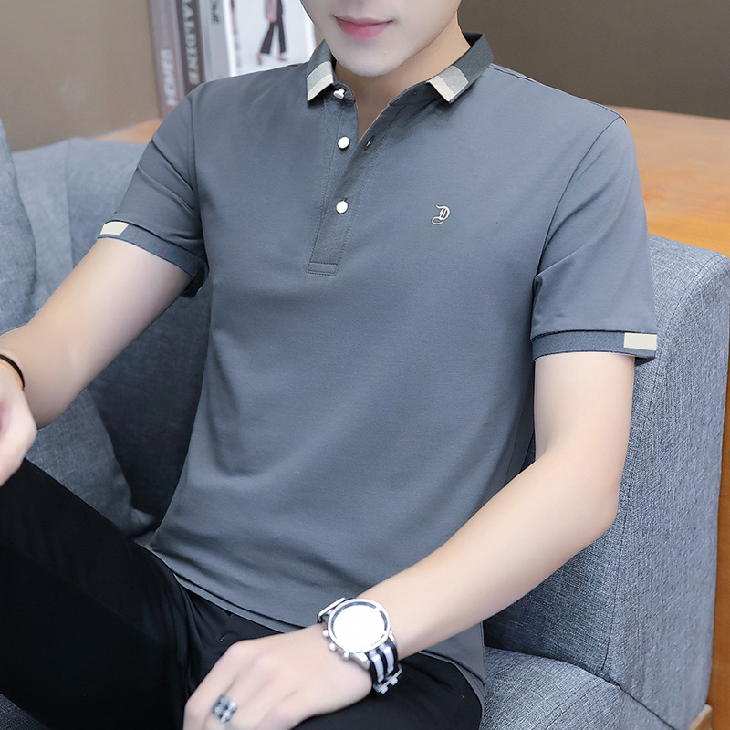 polo shirt, men's short-sleeved collar, T-shirt, high-end new business casual and trendy men's shirt collar, summer wear