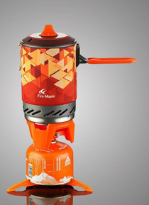 Outdoor portable all-in-one stove pot gas stove head pot set