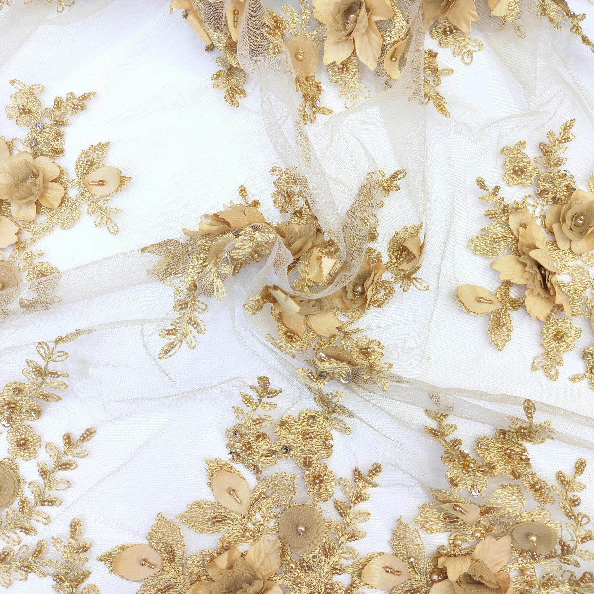 手工缝珠立体刺绣DIY现货童装晚礼服花边装饰辅料钉珠蕾丝贴花详情图2