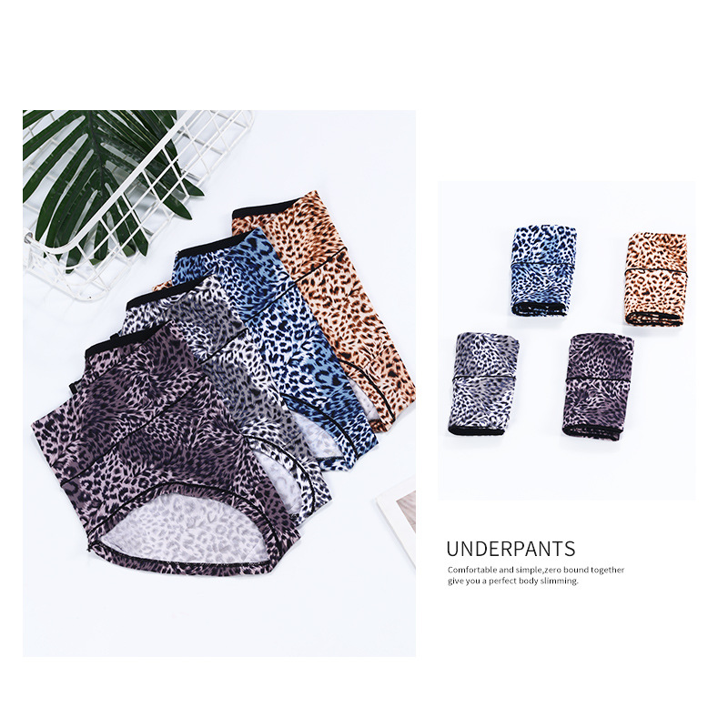 Autumn retro leopard print sexy women's underwear, breathable and close-fitting, mom plus-size, mid-to-high-waisted triangle pants for middle-aged and elderly people Application Scenario