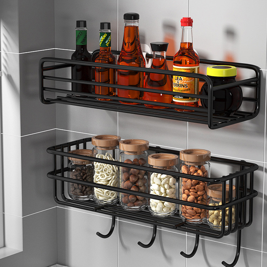 Wholesale Household Stick-On Iron Wrought Bathroom Shelving Perforation-Free Corner Toilet Wall Bathroom Shelving