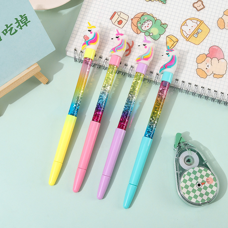 Creative Cartoon Soft Glue Christmas Series Quicksand Fairy Stick Cute Little Fresh Neutral Pen Office Gift Pen Wholesale details Picture
