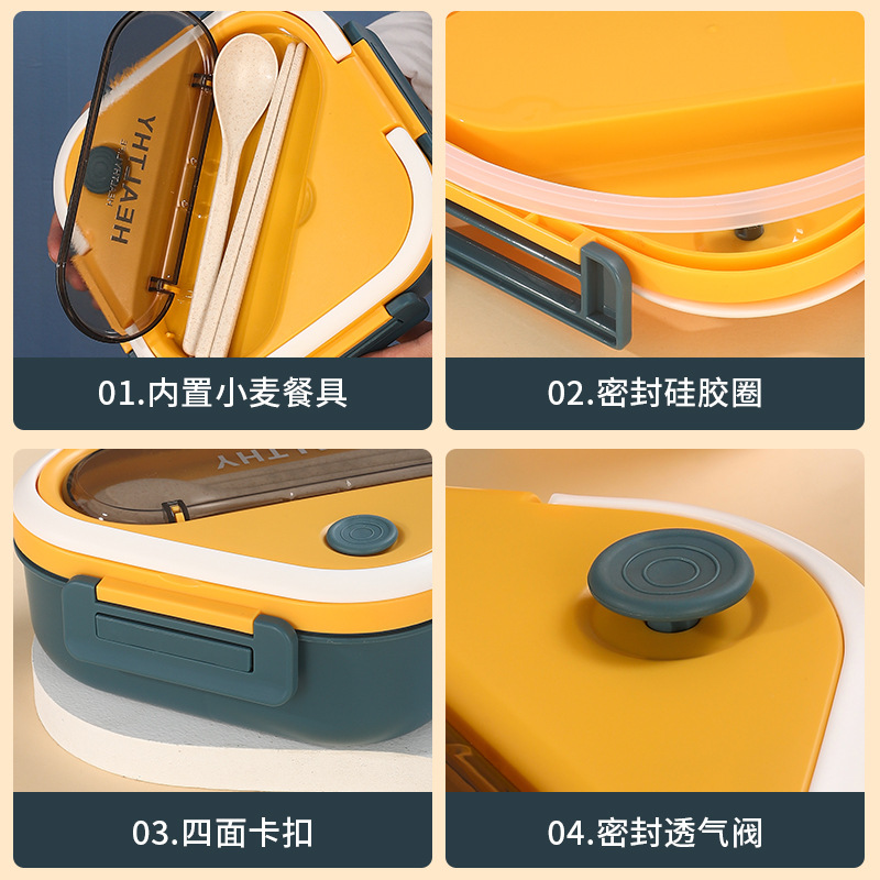Factory direct sales square lunch boxes, Japanese and Korean student lunch boxes, portable compartments for office workers, microwave oven-safe Application Scenario