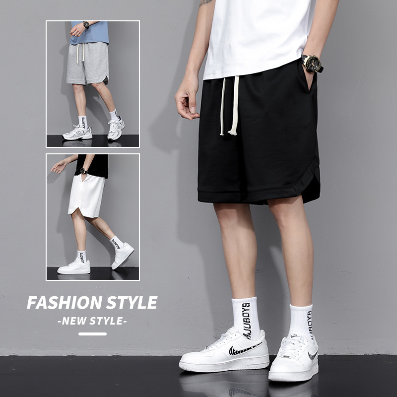 2024 Spring/Summer trendy loose solid color men's casual pants, sportswear pants, plus-size shorts, thin ins Hong Kong style details Picture