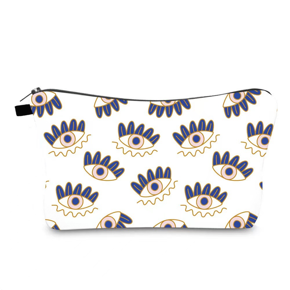 Cross-Border Sales Devil's Eyes Printed Makeup Bag Travel Storage Bag Portable Handheld Toiletry Bag Specification drawing