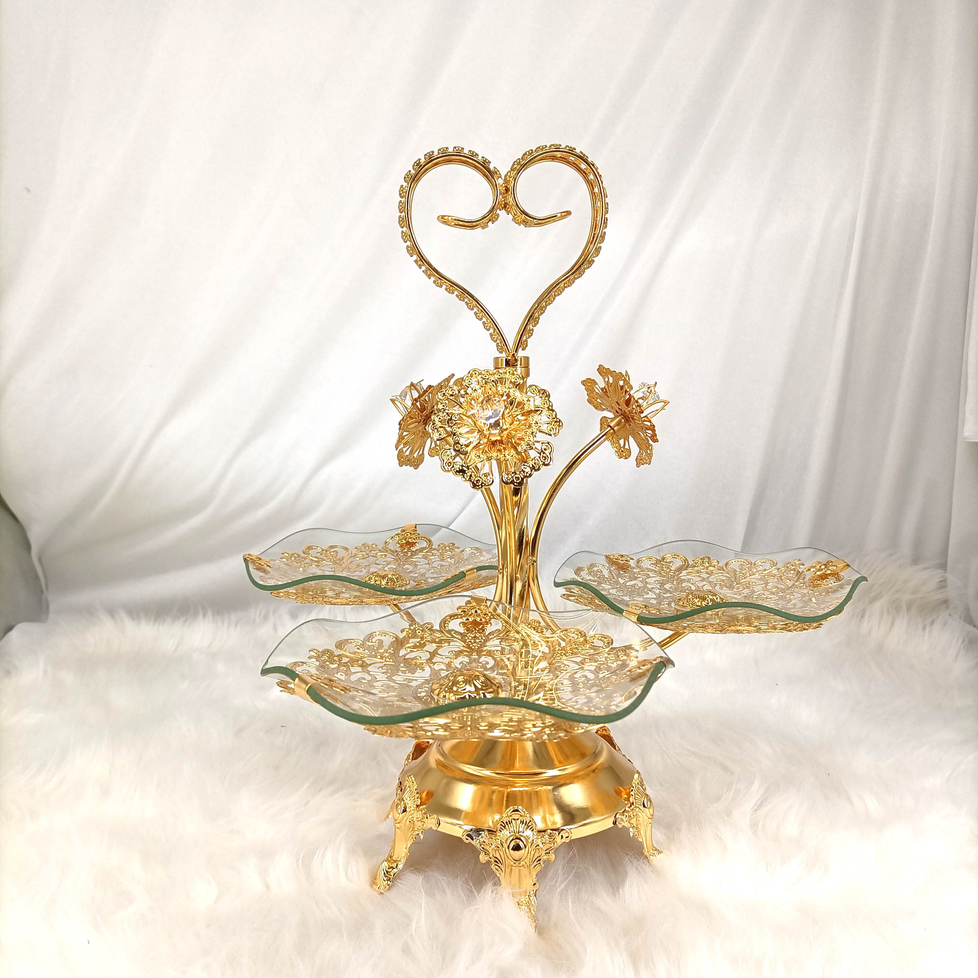 European-style creative home living room hotel wedding crystal tempered glass fruit plate light luxury craft fruit plate decoration Specification image