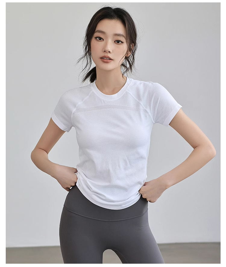 Weightlifting Fairy Summer Thin Sports short-sleeved women yoga running quick-drying top Slimming Casual T-shirt Outdoor training clothing POLO shirt pic 24