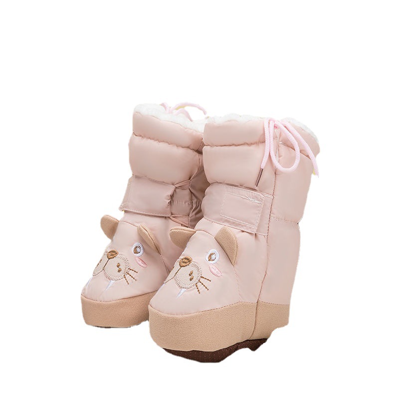 Winter fleece and thickened baby shoes, cotton pants, baby cotton shoes 3-6-12 months soft-soled high-top shoes that won't fall off, walking shoes Item Picture