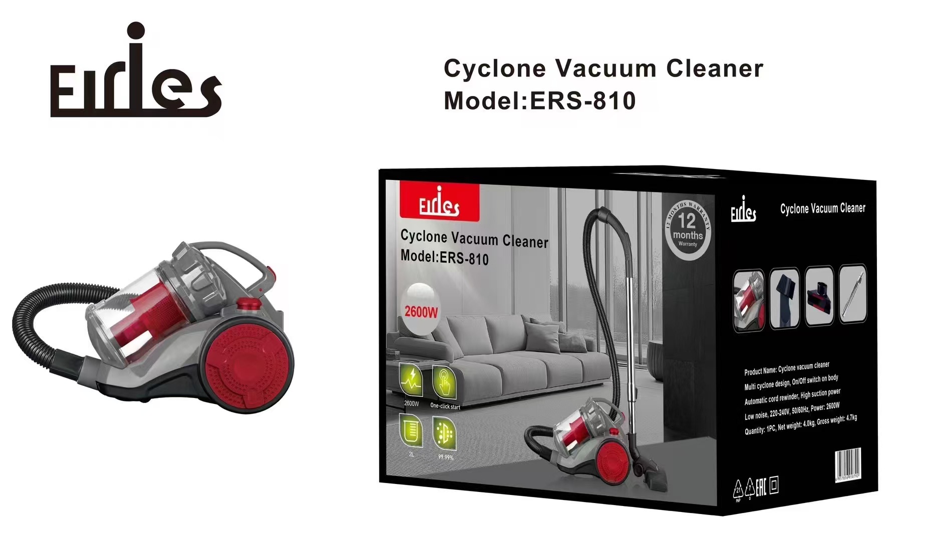 Horizontal cross-border home handheld, convenient, multi-functional electrical vacuum cleaner, small appliance, 1200W high power, free the waist pic 1