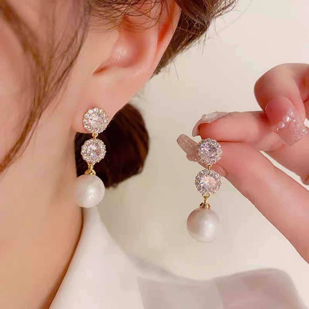 饰品女长款气质/耳环女长款气质/猫眼石/耳钉女长款气质/饰品产品图