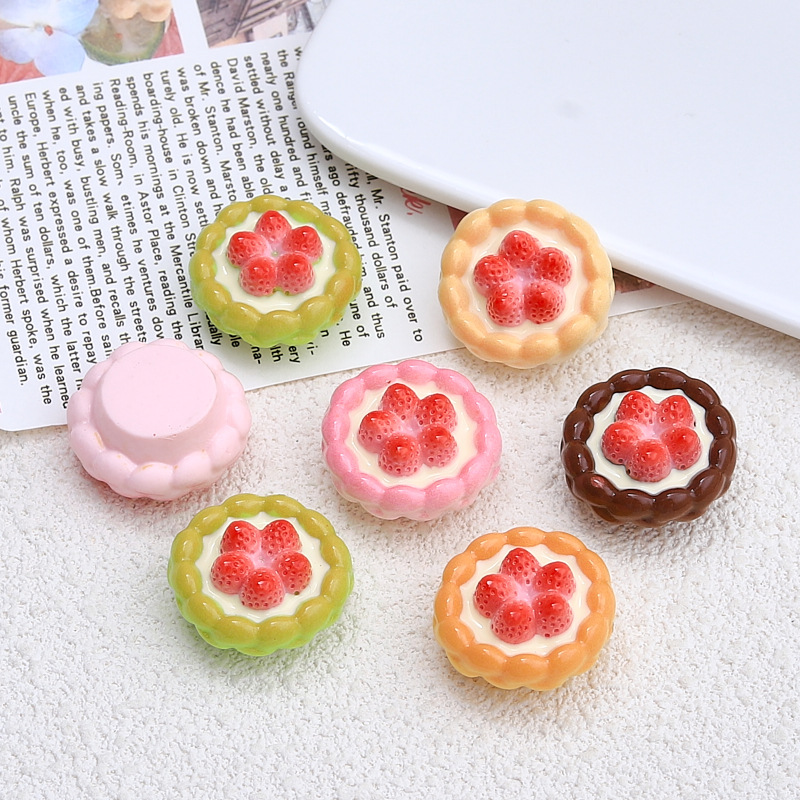 Resin accessories, cream glue, diy cartoon crocs, buckles, hair clips, decorations, delicious strawberry egg tarts, food and play Specification image