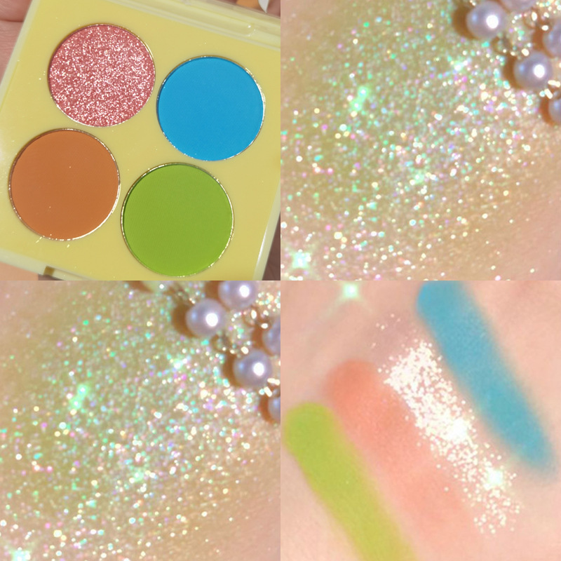 Yabolian Fun Eyeshadow Four Colors Olive Green Blue Low Saturation Gray Powder Matte Eye Makeup Niche Affordable Makeup Specification drawing