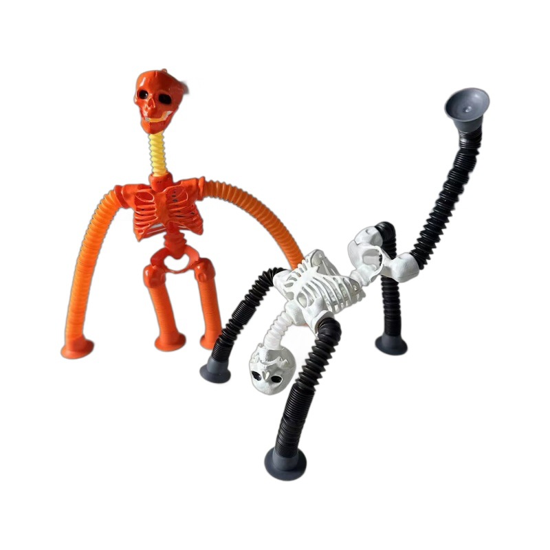 Cross-border versatile telescopic tube skeleton Figure Halloween Stress-relieving toy Prank and Funny Skeleton Skeleton Head Item Picture
