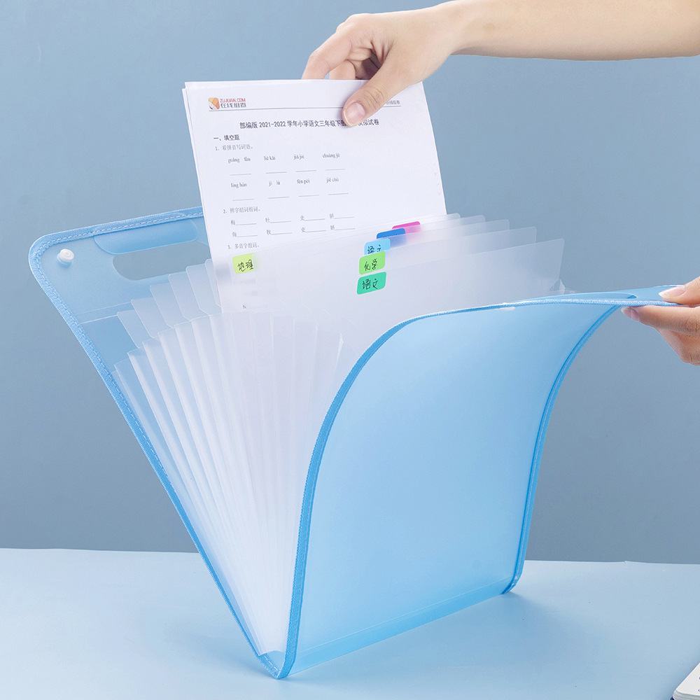 Vertical A4 hand-held folder, test paper bag, multi-layer large-capacity hand-held organ bag, test paper storage bag, file bag Application Scenario