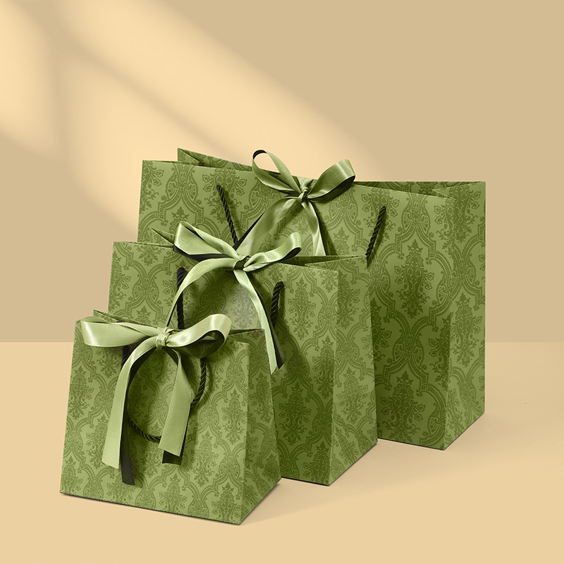 Gucci green gift bags, green ribbon gift bags, clothing tote bags, gift boxes with tote bags, gift packaging bags