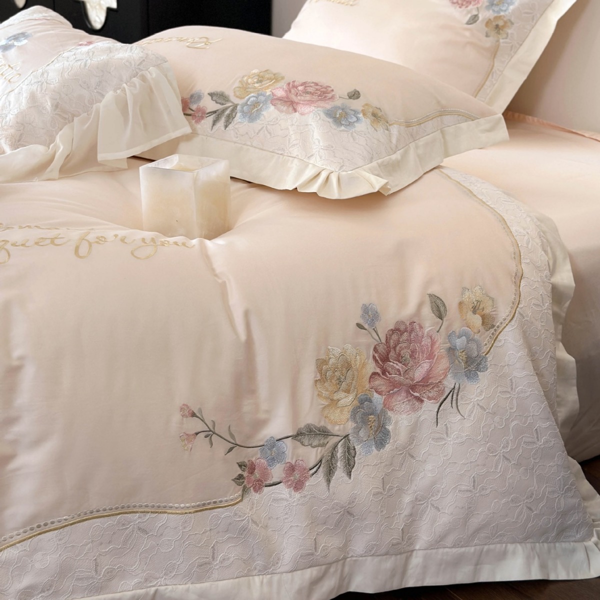 French country-style floral embroidery bedding, high-end feel, Australian cotton pure cotton long-staple cotton four-piece set Application Scenario