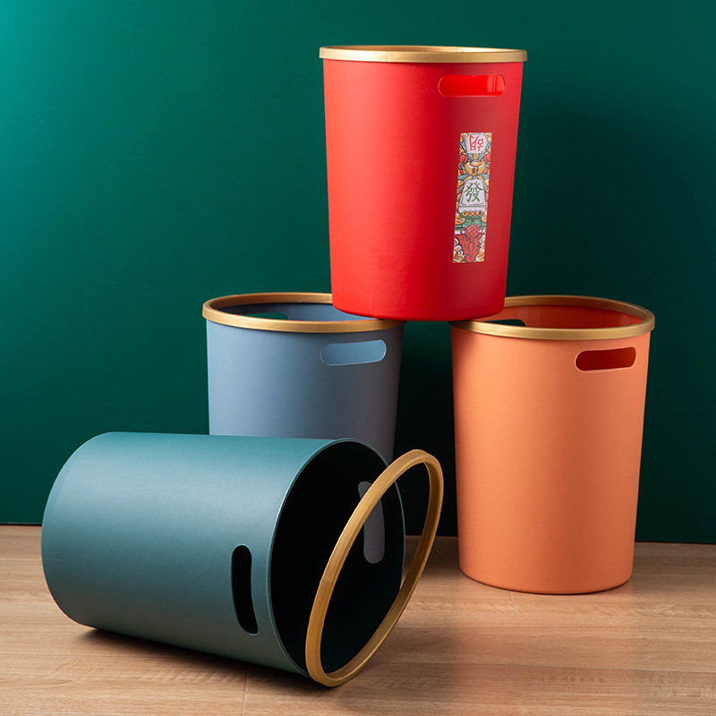 简约纯色手提垃圾桶厨房客厅塑料垃圾桶商用办公室客厅大容量纸篓详情图1