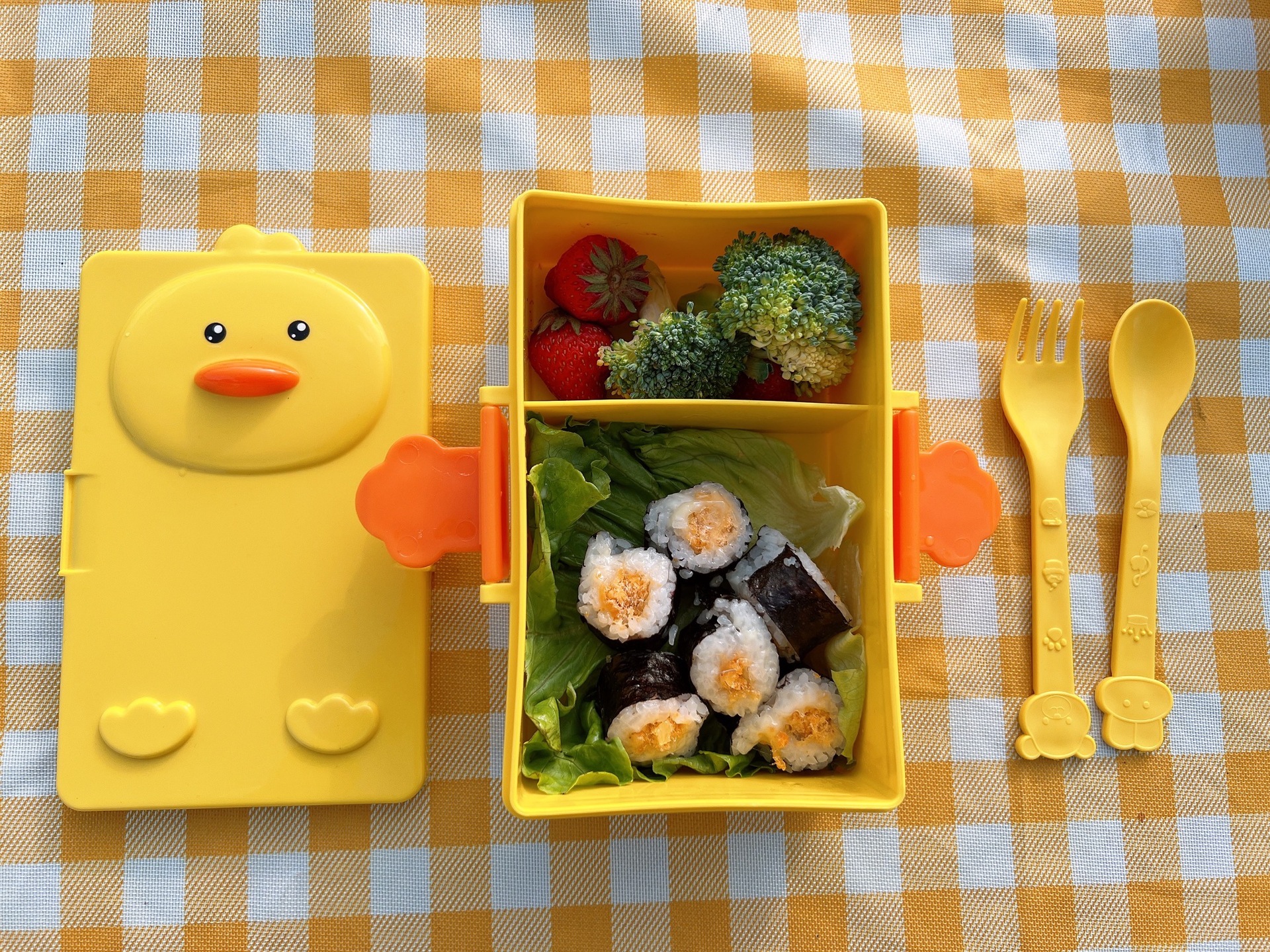 Egg Yolk Duck Sealed Bento Box Cartoon Children's Lunchbox Picnic Camping Fresh-Keeping Lunchbox Large Capacity Compartments Lunchbox details Picture