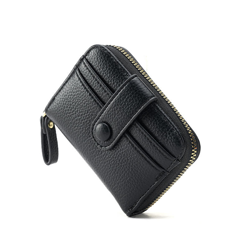The 2022 new short Korean-style coin purse with lychee pattern, featuring a large capacity and multiple compartments with a zipper details Picture