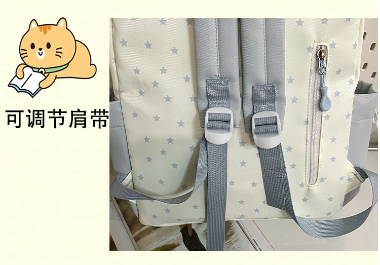 书包女大学生可爱星星印花双肩包甜美风拼色花朵小标背包少女旅行详情20